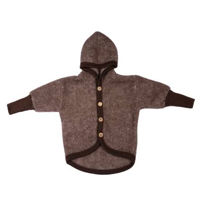 Cosilana Baby-Jacke mit Kapuze aus Woll-/Baumwollfleece - 50 / 56 115 Braun von Cosilana